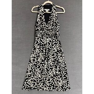 Vintage‎ Evan Picone Dress 8 Polkadot Sleeveless Ruched Halter Cocktail 90s y2k